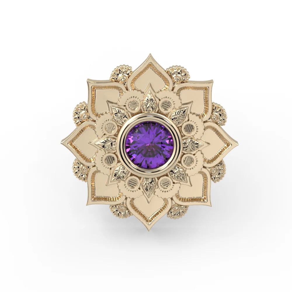 KIWI DIAMOND - GEM MANDALA - 14KT SOLID GOLD - THREADED END