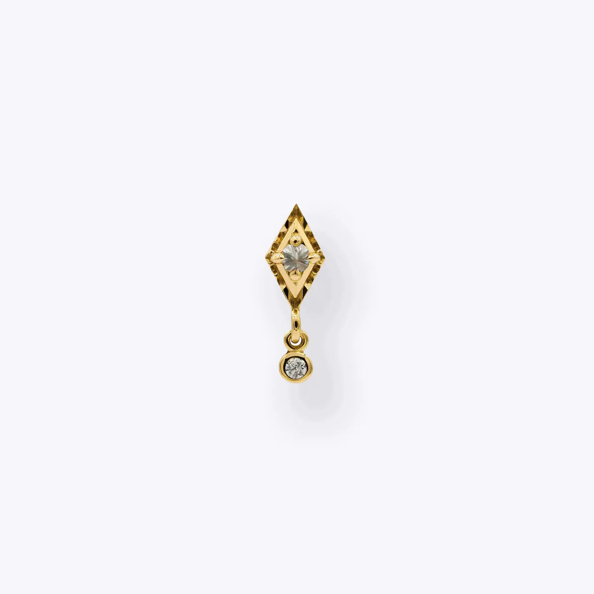 TETHER - DYNA DROP - GENUINE WHITE DIAMOND - 14KT SOLID GOLD - THREADLESS END