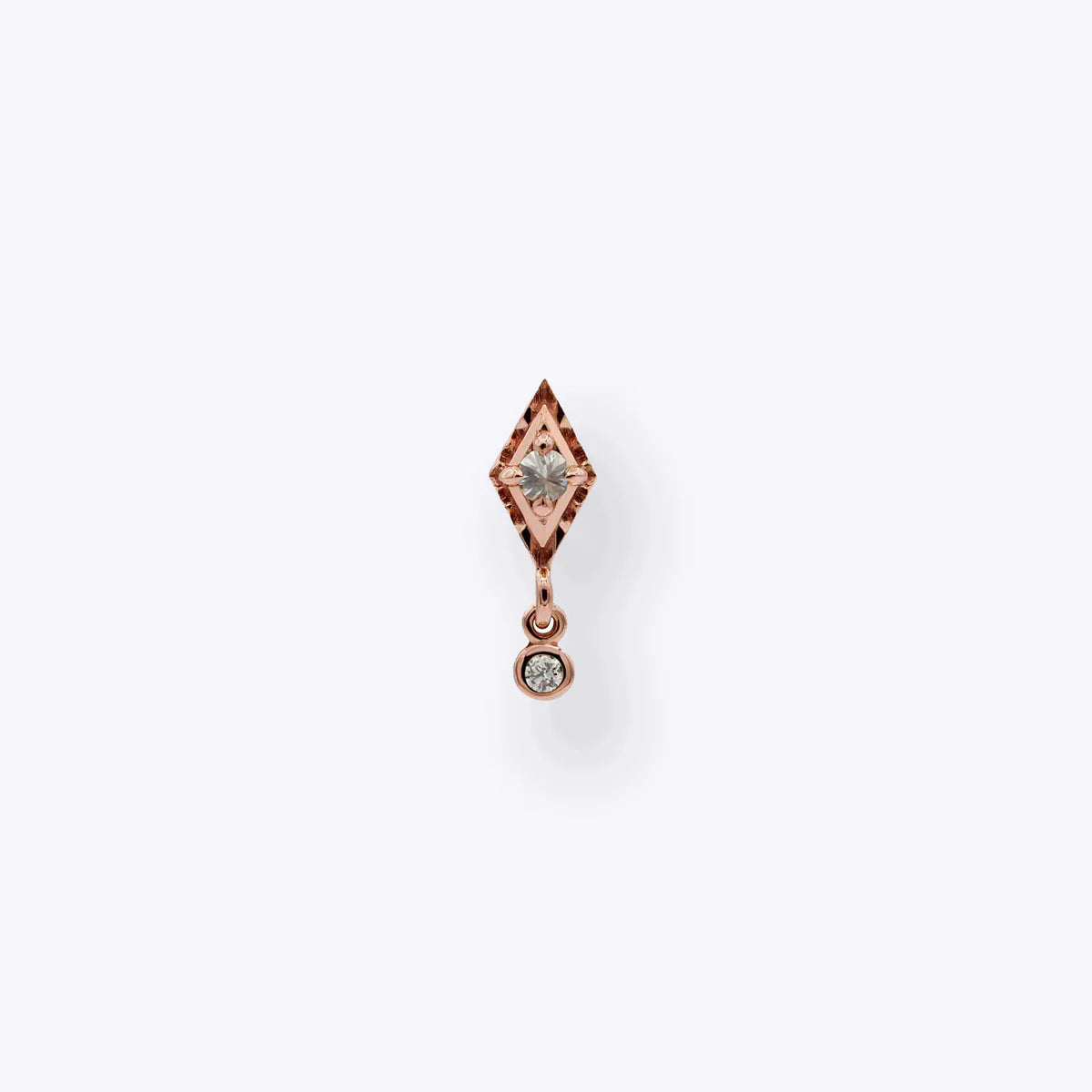 TETHER - DYNA DROP - GENUINE WHITE DIAMOND - 14KT SOLID GOLD - THREADLESS END