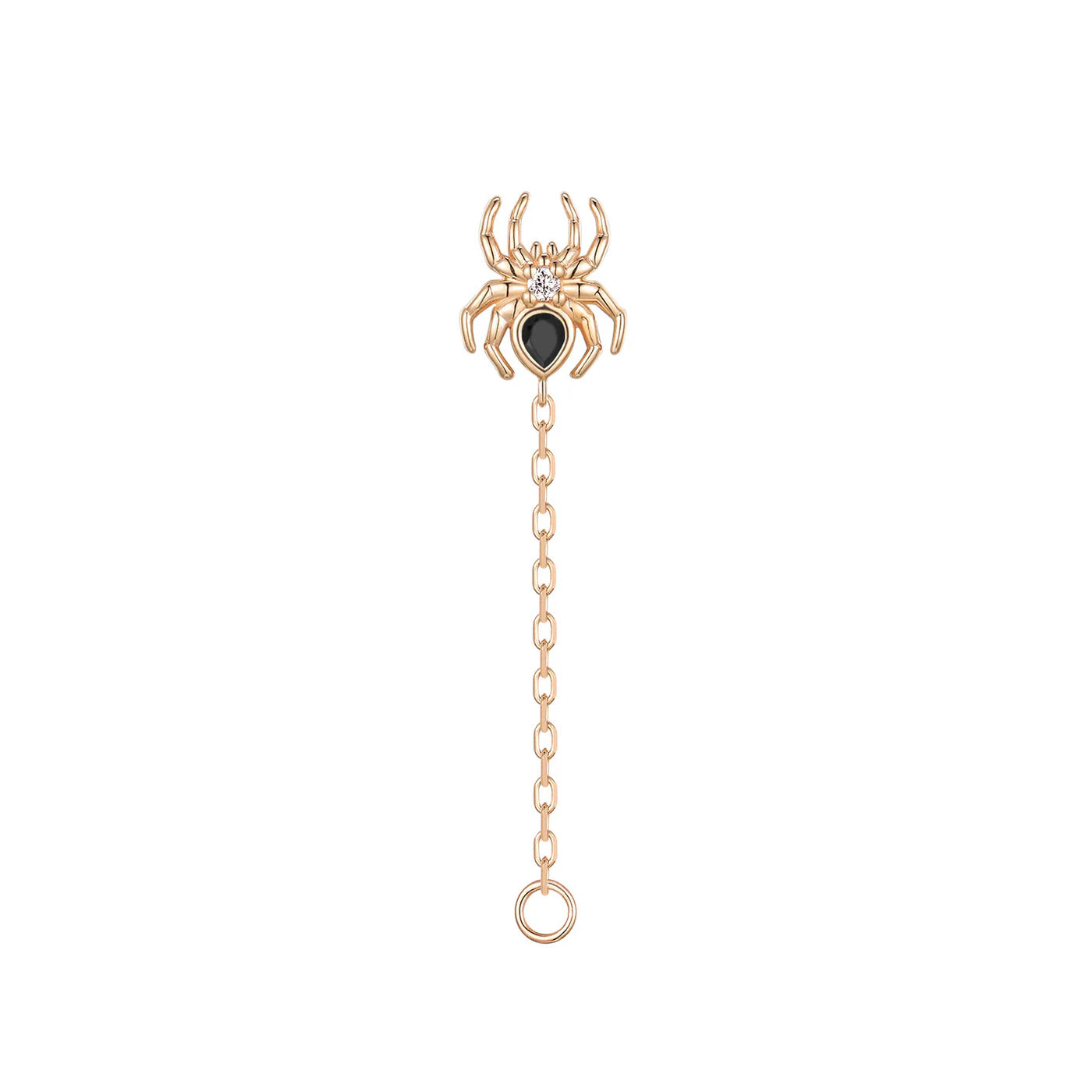 MODERN MOOD - GRIM SPIDER WITH CHAIN AND JUMP RING - 14KT SOLID GOLD - CHARM