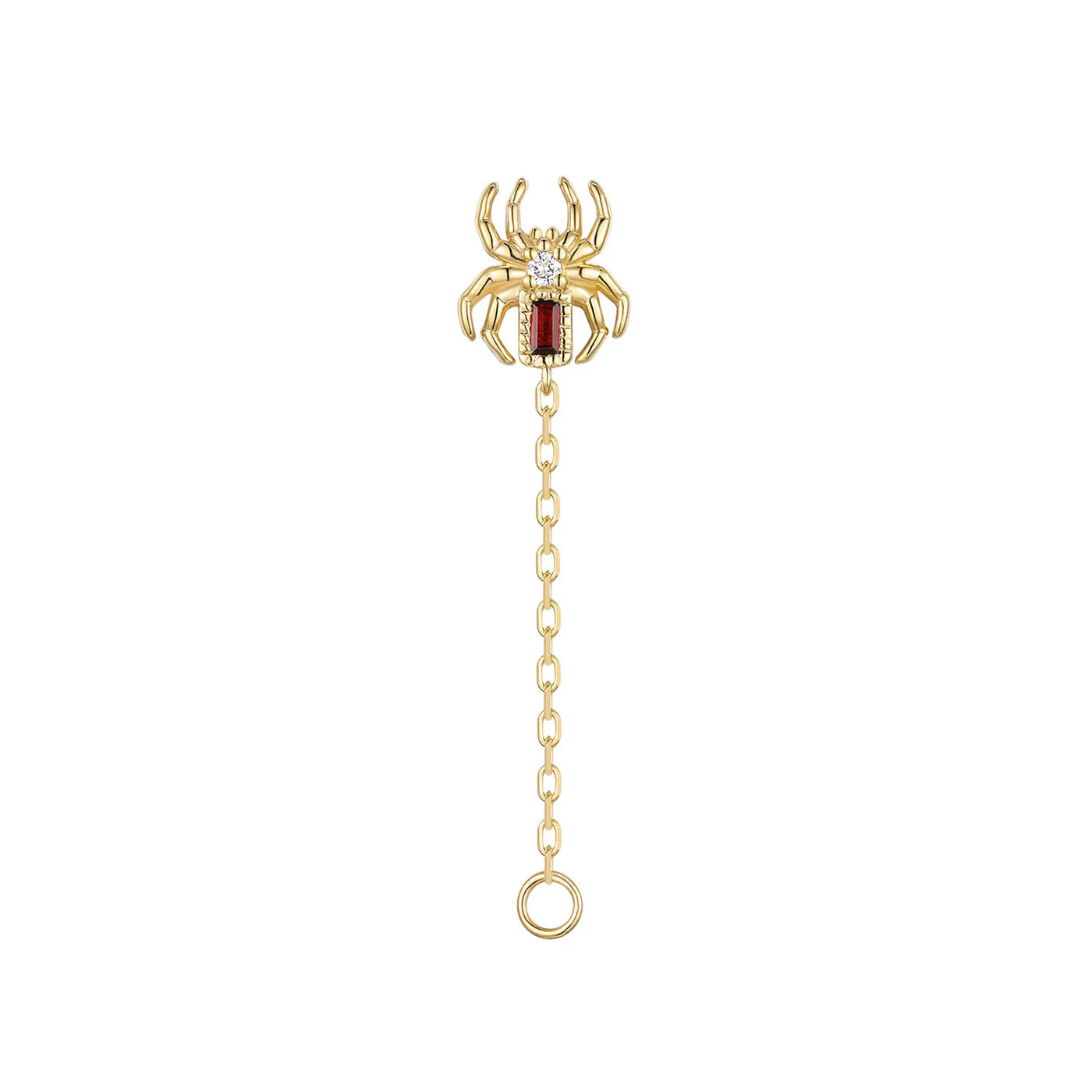 MODERN MOOD - GRIM SPIDER WITH CHAIN AND JUMP RING - 14KT SOLID GOLD - CHARM