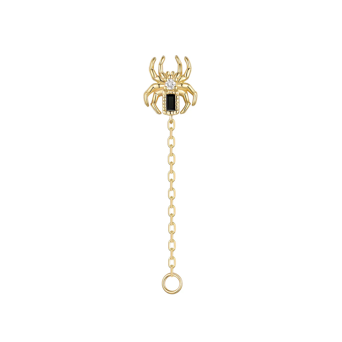 MODERN MOOD - GRIM SPIDER WITH CHAIN AND JUMP RING - 14KT SOLID GOLD - CHARM