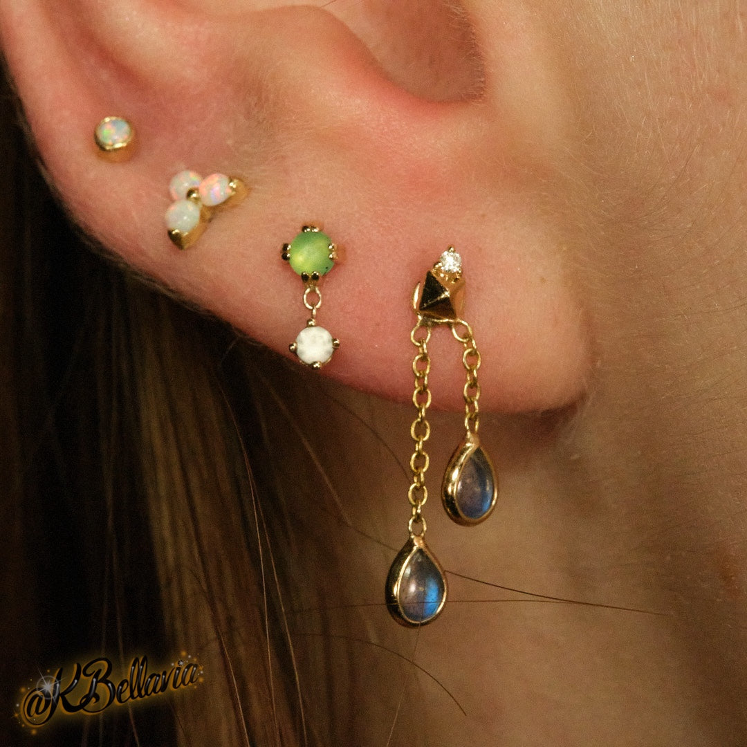 BVLA - DUET ROUND 4 PRONG - 14KT SOLID GOLD - THREADLESS END