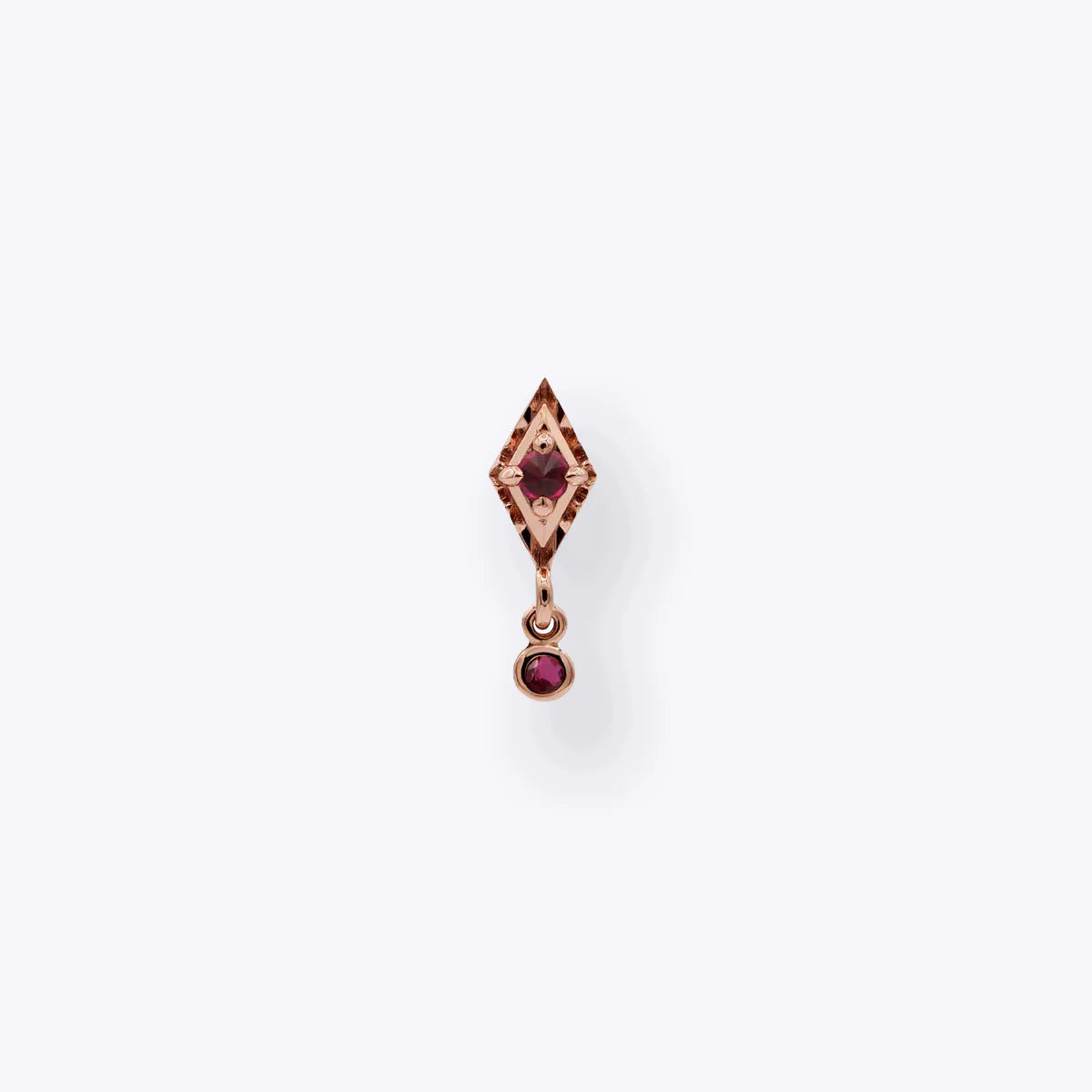 TETHER - DYNA DROP - GENUINE RUBY - 14KT SOLID GOLD - THREADLESS END