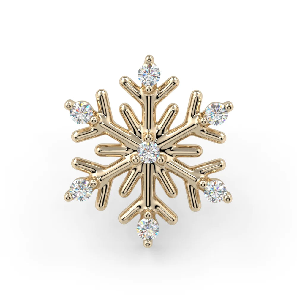 KIWI DIAMOND - SNOWFLAKE - 14KT SOLID GOLD - THREADed END
