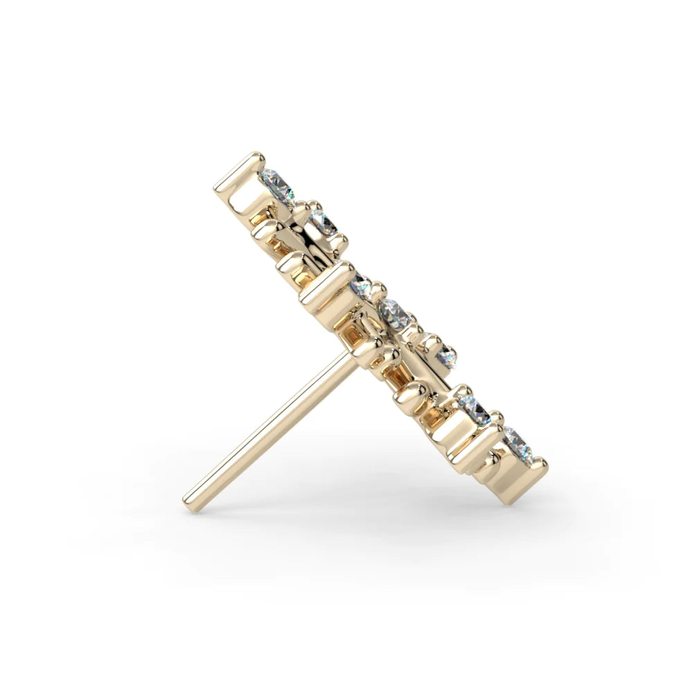 KIWI DIAMOND - SNOWFLAKE - 14KT SOLID GOLD - THREADed END