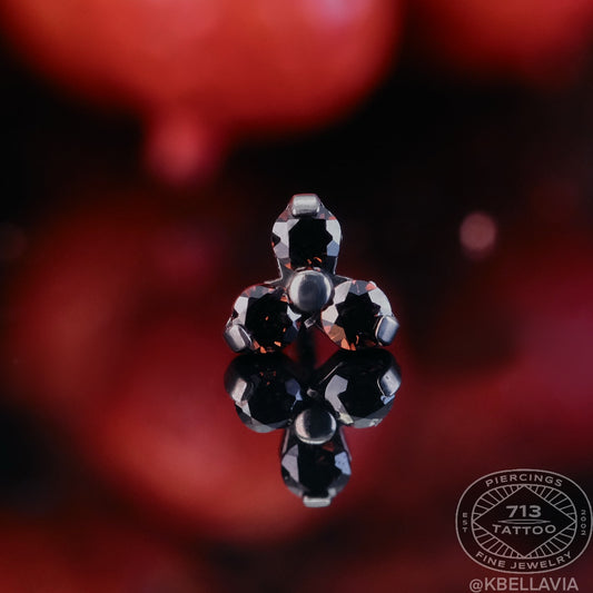 NeoMetal - TRINITY - BROWN CZ - Titanium - Gem 1.5mm, or 2mm - THREADLESS END