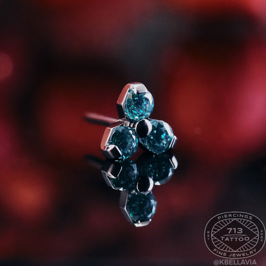 NeoMetal - TRINITY - MINT GREEN CZ - Titanium - Gem 1.5mm, or 2mm - THREADLESS END
