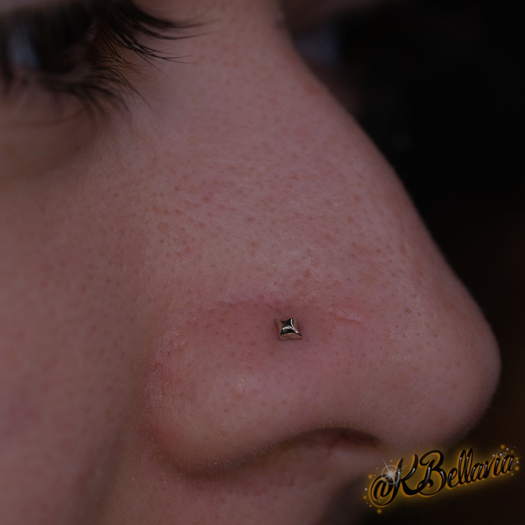 KIWI DIAMOND - PUFFY DIAMOND - 14KT SOLID GOLD - THREADLESS OR THERADED END