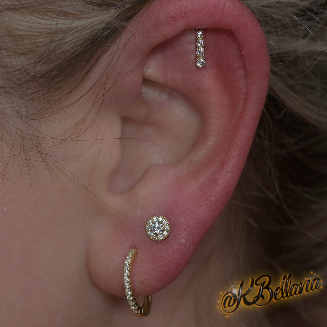 KIWI DIAMOND - CATHERINE - 14KT OR 18KT SOLID GOLD - 14g THREADED END