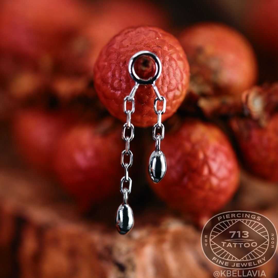 MODERN MOOD - MARQUISE BEAD DROP CHARM - 14KT SOLID GOLD - CHARM