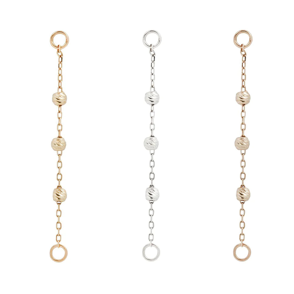 BUDDHA JEWELRY - CRESSIDA 3 BEAD CHAIN- 14KT SOLID GOLD - CHAIN