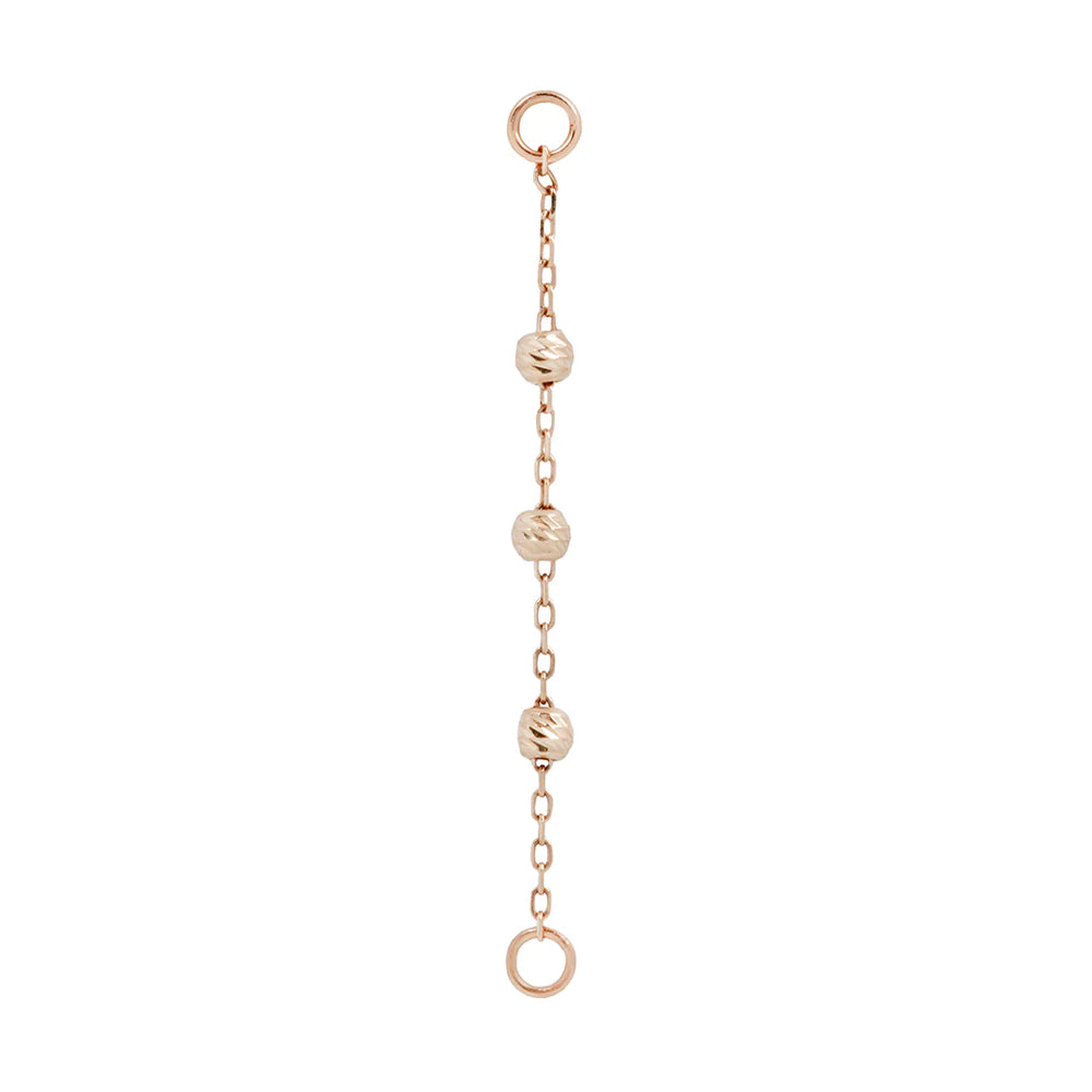 BUDDHA JEWELRY - CRESSIDA 3 BEAD CHAIN- 14KT SOLID GOLD - CHAIN
