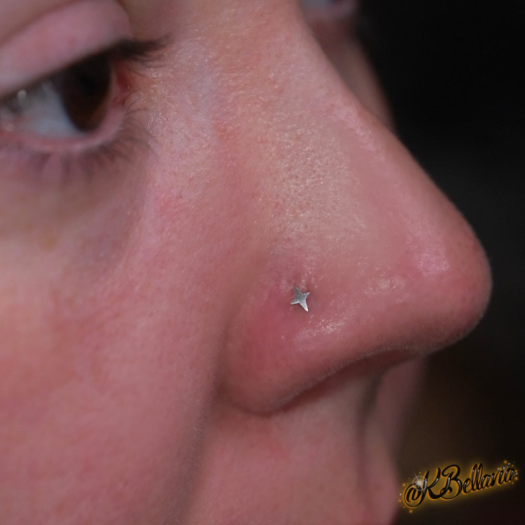 EMBER JEWELRY - 4 POINT STAR - 14KT SOLID GOLD - THREADLESS END