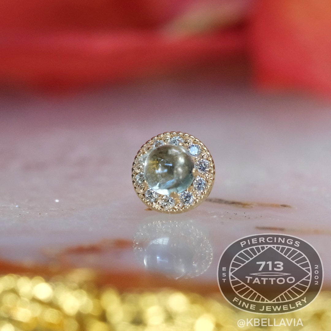 KIWI DIAMOND - CATHERINE - 14KT OR 18KT SOLID GOLD - 14g THREADED END