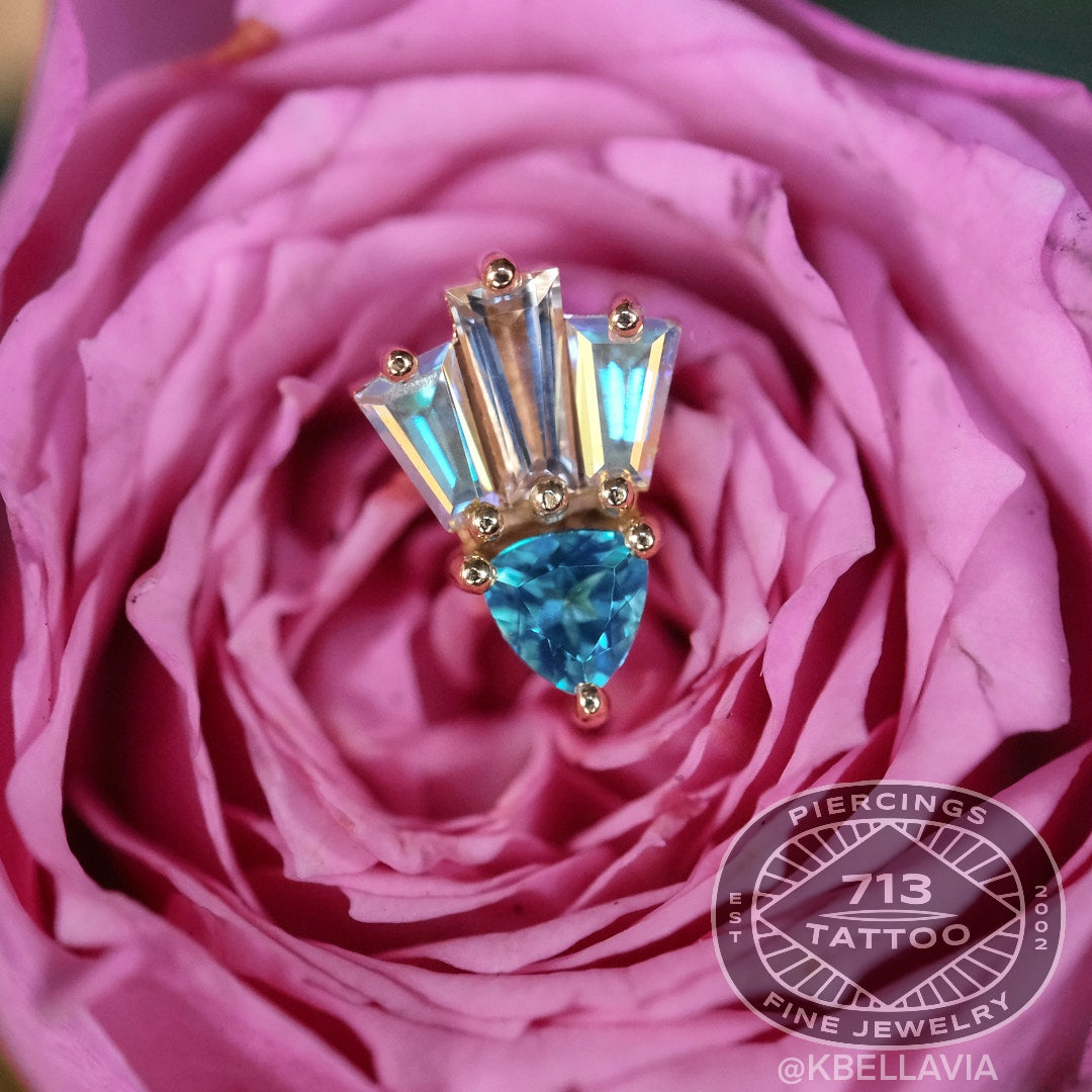 BVLA - TWO TIMES BLUE - 14KT SOLID GOLD - THREADED END