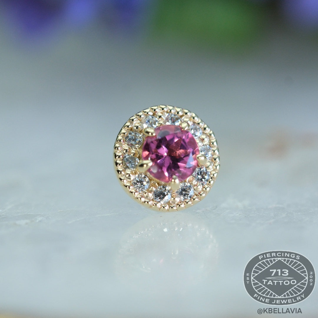 KIWI DIAMOND - CATHERINE - 14KT OR 18KT SOLID GOLD - 14g THREADED END