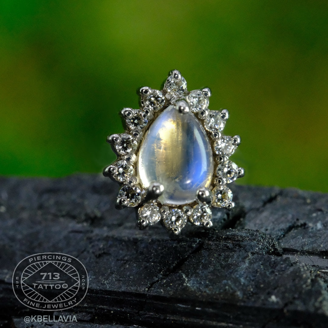 KIWI DIAMOND - PEAR SANA - 14KT SOLID GOLD - THREADED END