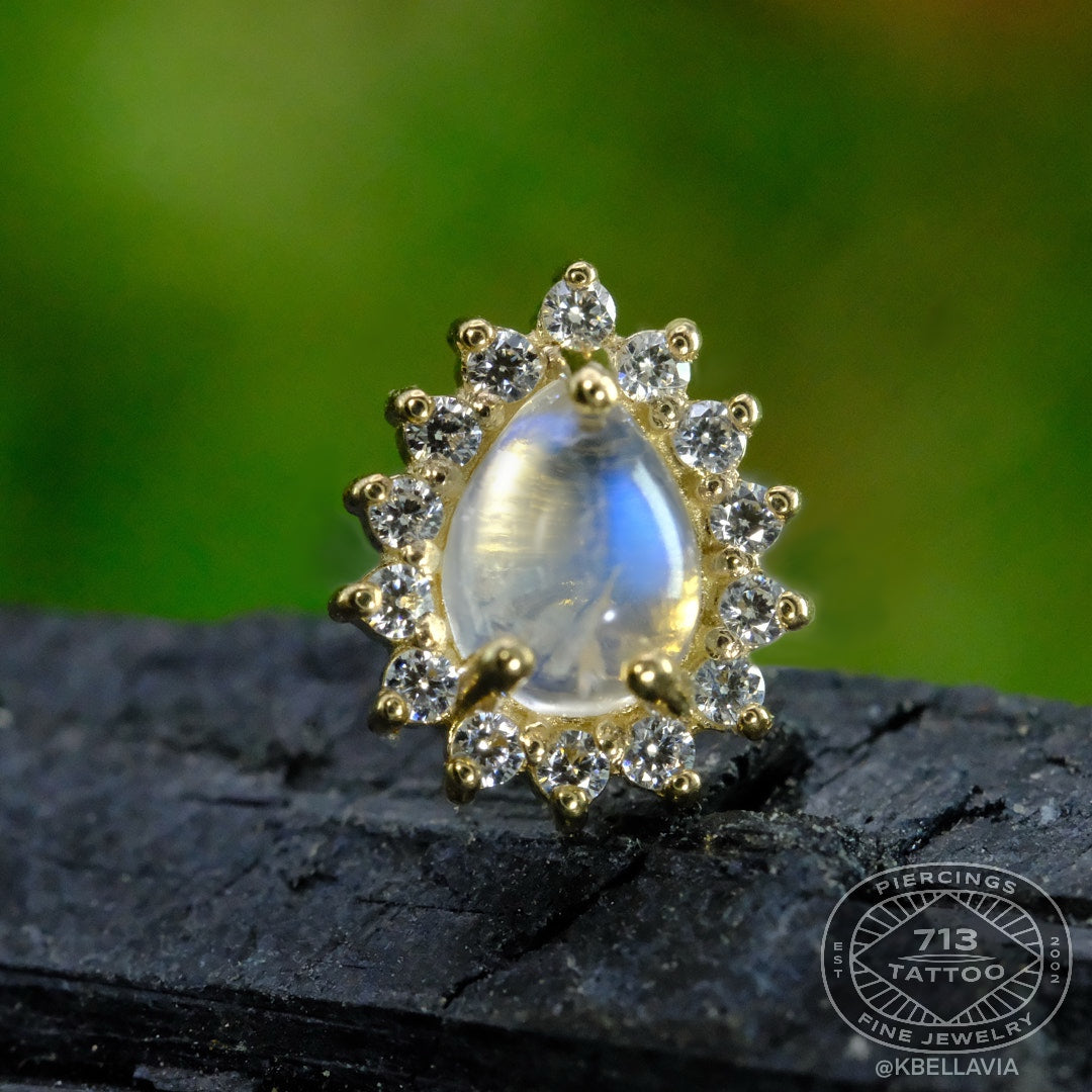 KIWI DIAMOND - PEAR SANA - 14KT SOLID GOLD - THREADED END