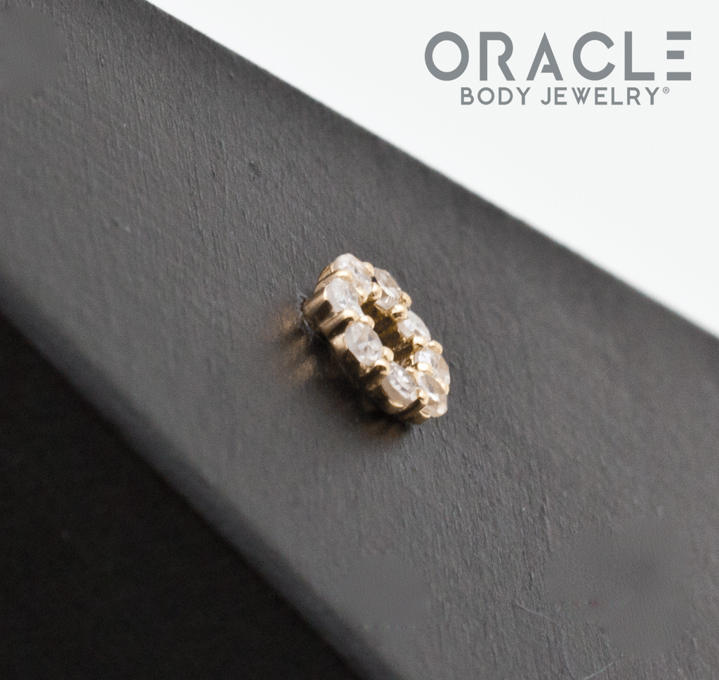 ORACLE BODY JEWELRY - DIAMOND O - 14KT SOLID GOLD - THREADLESS END
