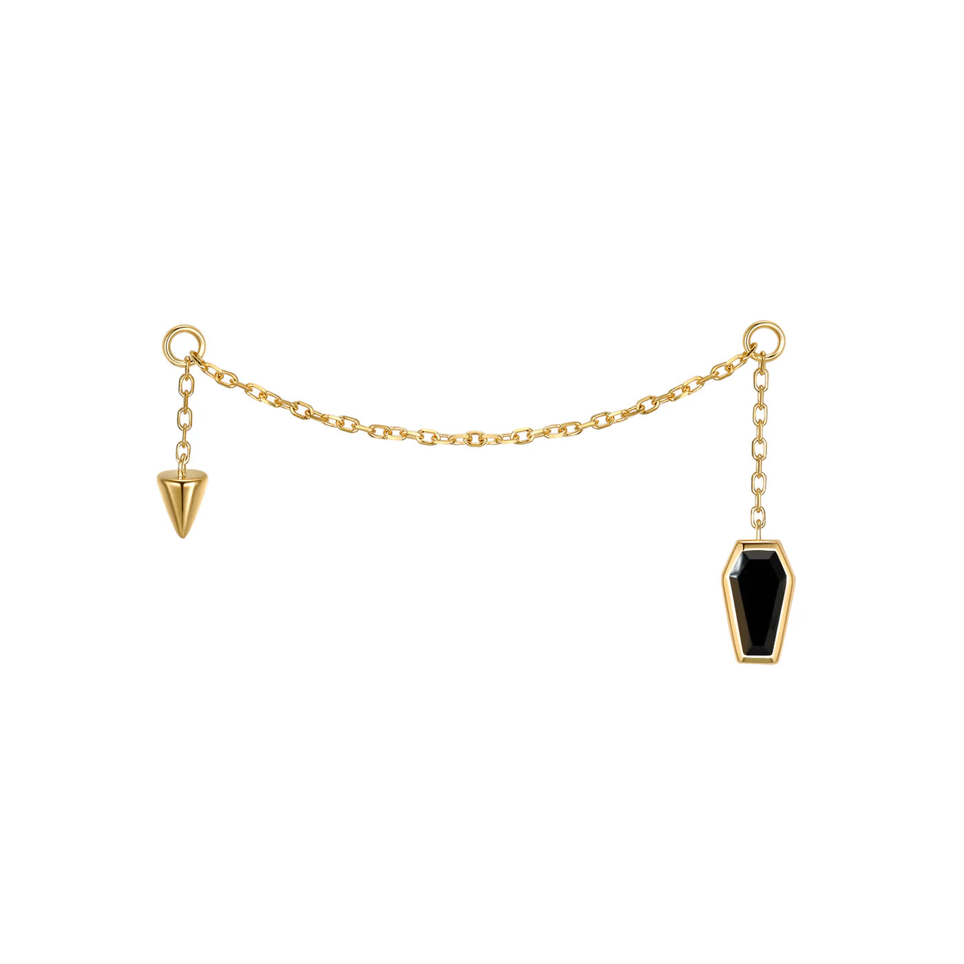 MODERN MOOD - COFFIN AND SPIKE - 14KT SOLID GOLD - CHAIN