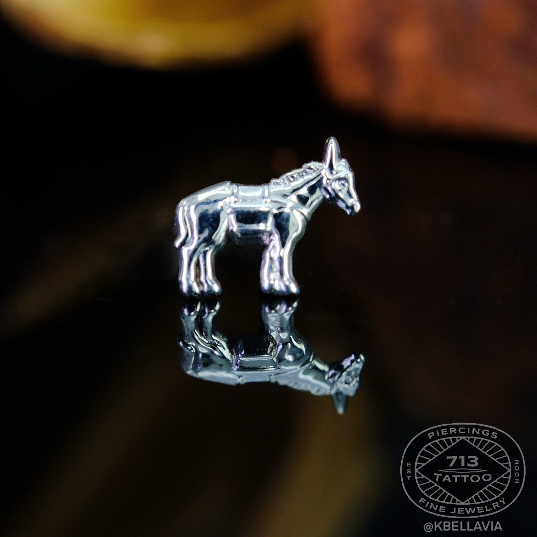 BODY GEMS- DONKEY - 14KT SOLID GOLD - THREADLESS END
