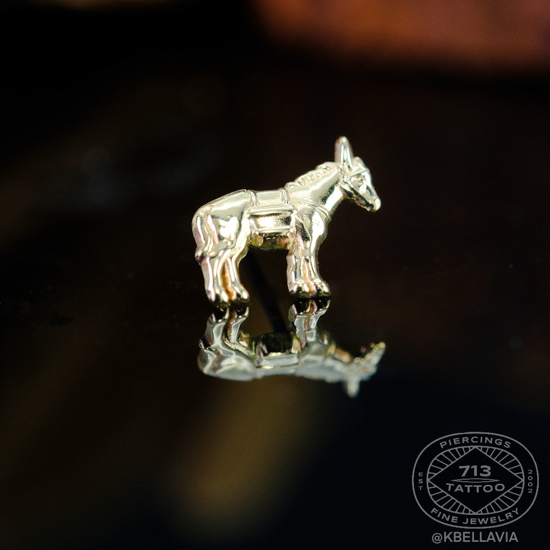 BODY GEMS- DONKEY - 14KT SOLID GOLD - THREADLESS END