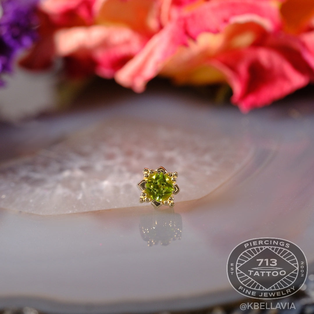 KIWI DIAMOND - RAE - (3MM) - 14KT SOLID GOLD - THREADLESS END