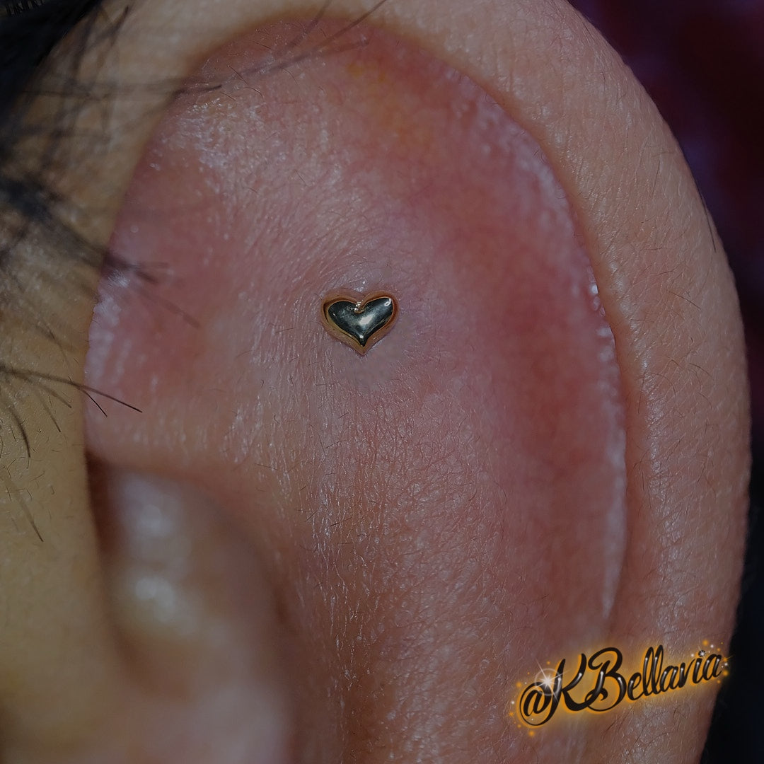 KIWI DIAMOND - PUFFY HEART - 14KT SOLID GOLD - THREADLESS END
