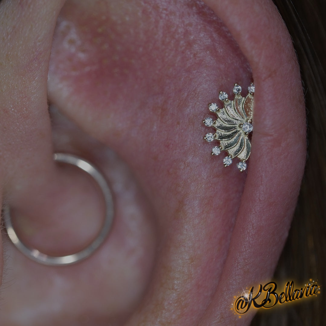 KIWI DIAMOND - DIAMARA FAN END - 14KT SOLID GOLD - THREADLESS END