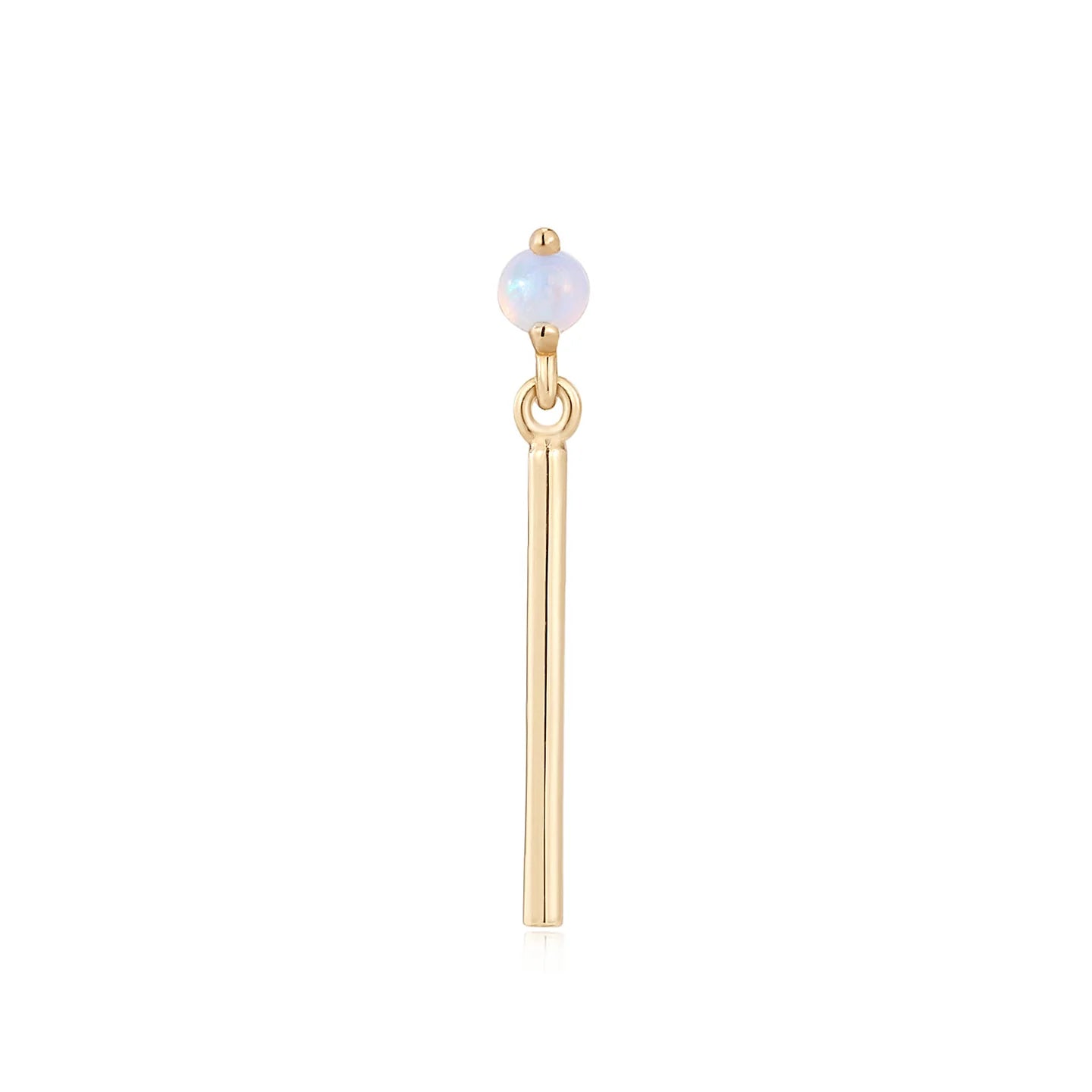 EMBER JEWELRY - MARILYN - GENUINE WHITE OPAL - 14KT SOLID GOLD - THREADLESS END