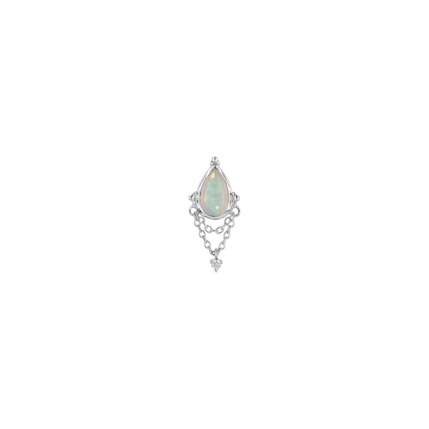 MODERN MOOD - MOONDANCE WITH OPAL AND DIAMOND - 14KT SOLID GOLD - THREADLESS END