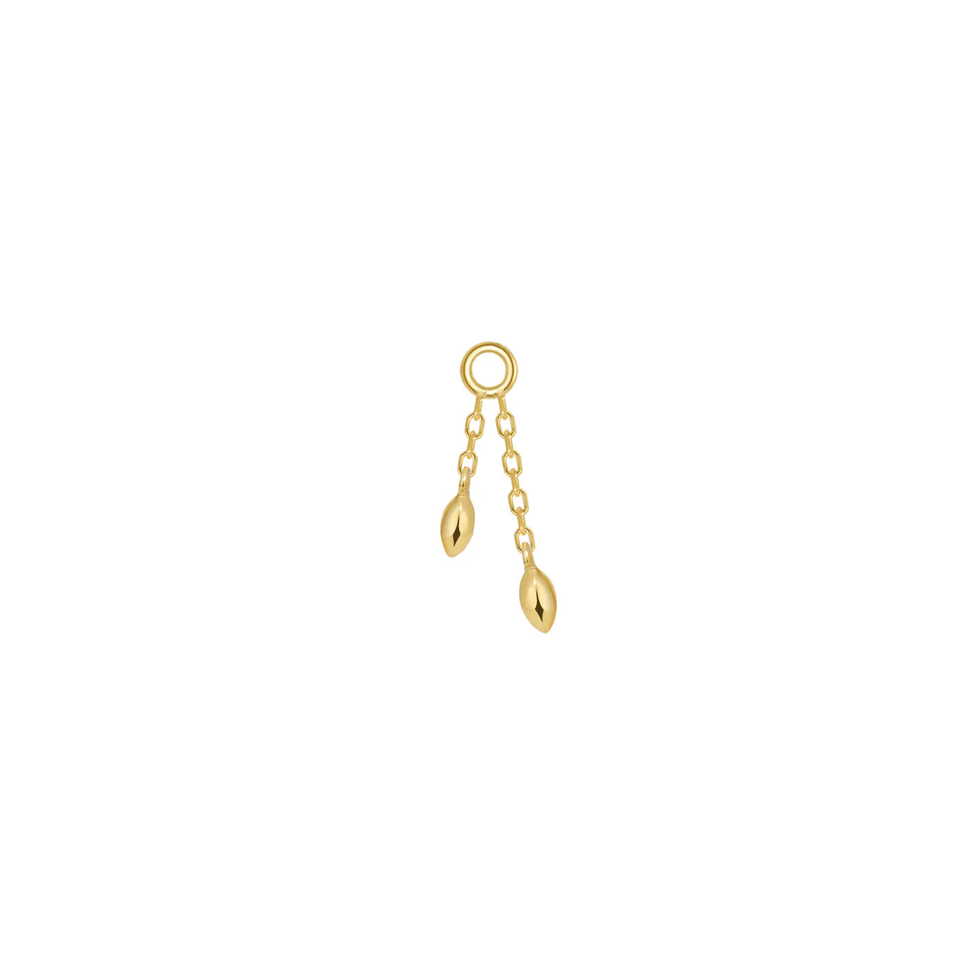 MODERN MOOD - MARQUISE BEAD DROP CHARM - 14KT SOLID GOLD - CHARM