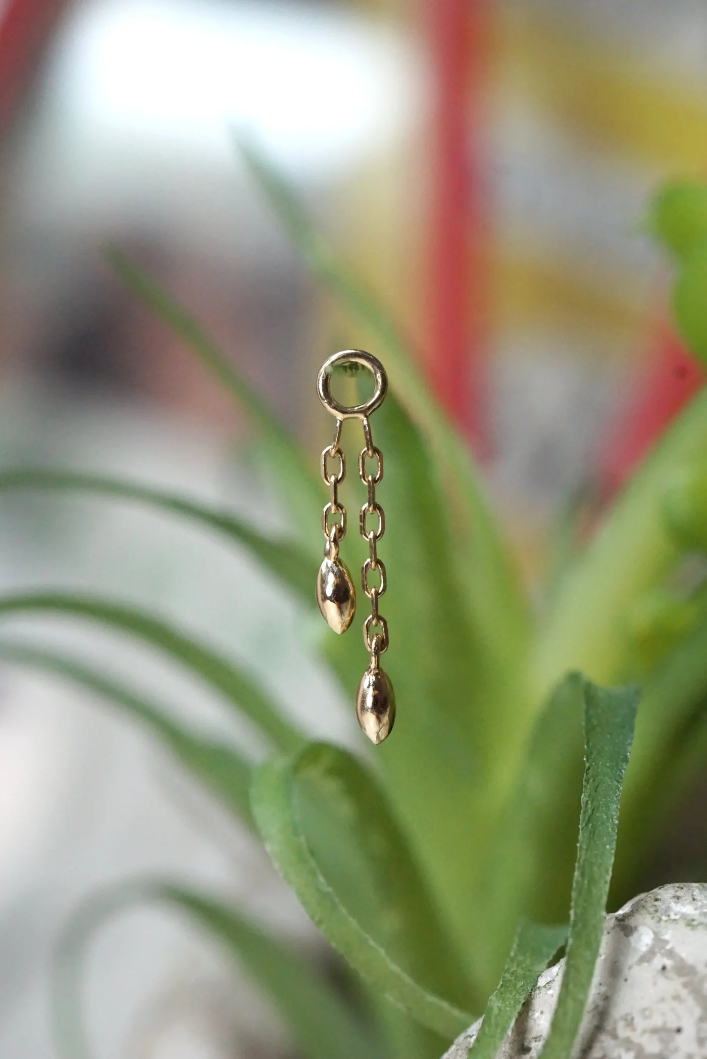MODERN MOOD - MARQUISE BEAD DROP CHARM - 14KT SOLID GOLD - CHARM