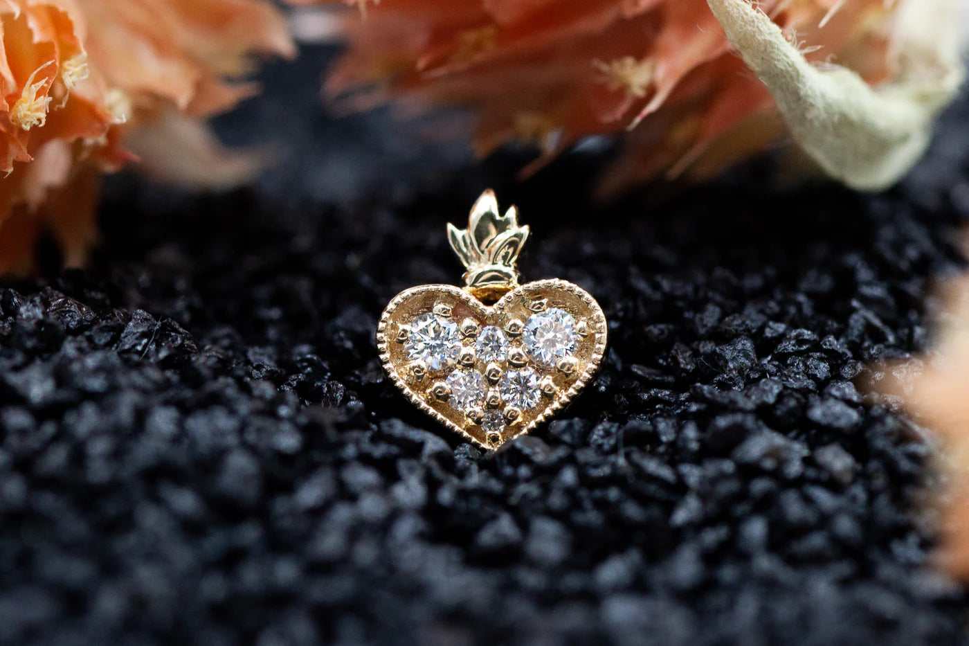 MODERN MOOD - HEART MILAGRO - 14KT SOLID GOLD - THREADLESS END