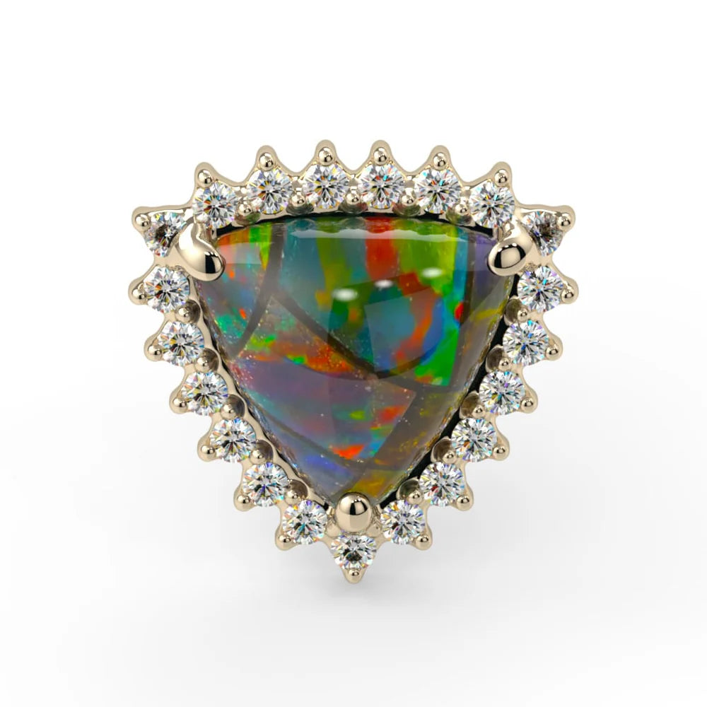 KIWI DIAMOND - TRILLION SANA - 14KT SOLID GOLD - THREADED END