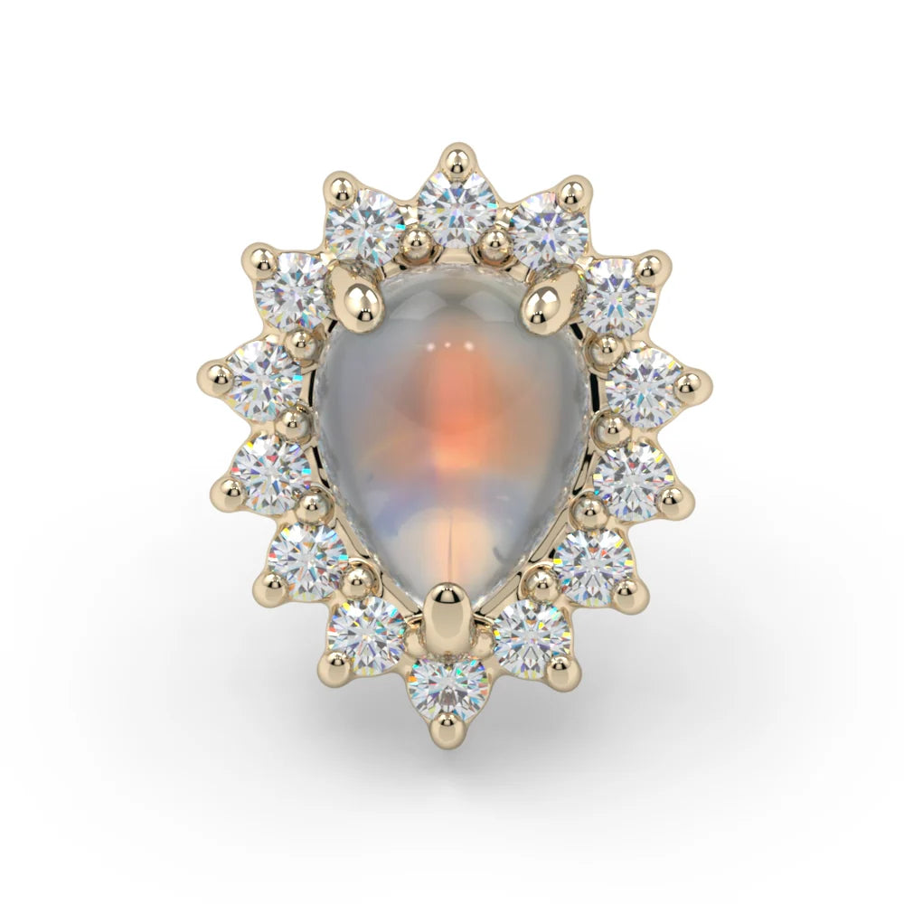 KIWI DIAMOND - PEAR SANA - 14KT SOLID GOLD - THREADED END