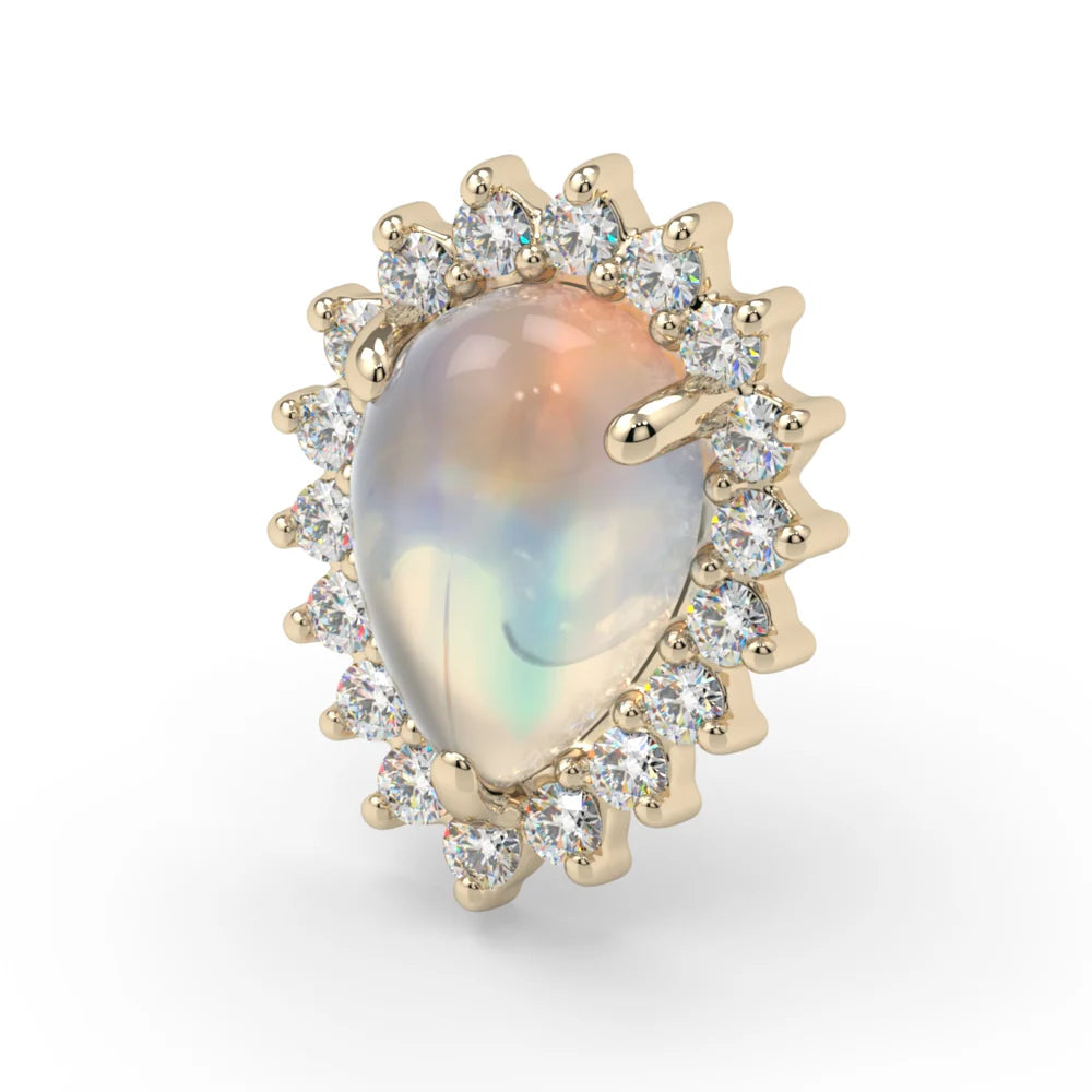 KIWI DIAMOND - PEAR SANA - 14KT SOLID GOLD - THREADED END
