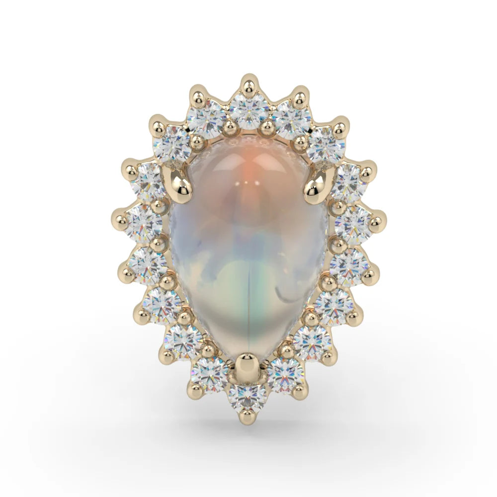 KIWI DIAMOND - PEAR SANA - 14KT SOLID GOLD - THREADED END