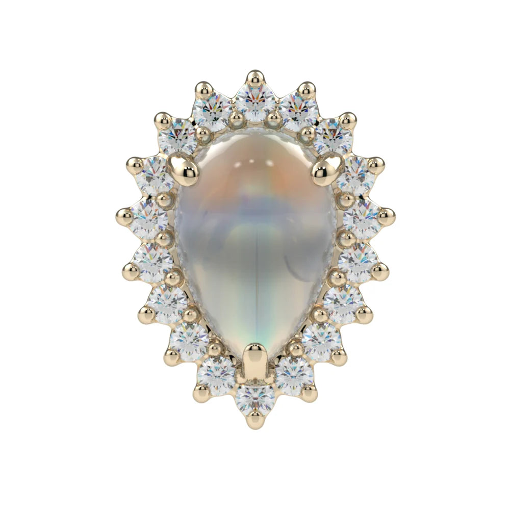 KIWI DIAMOND - PEAR SANA - 14KT SOLID GOLD - THREADED END