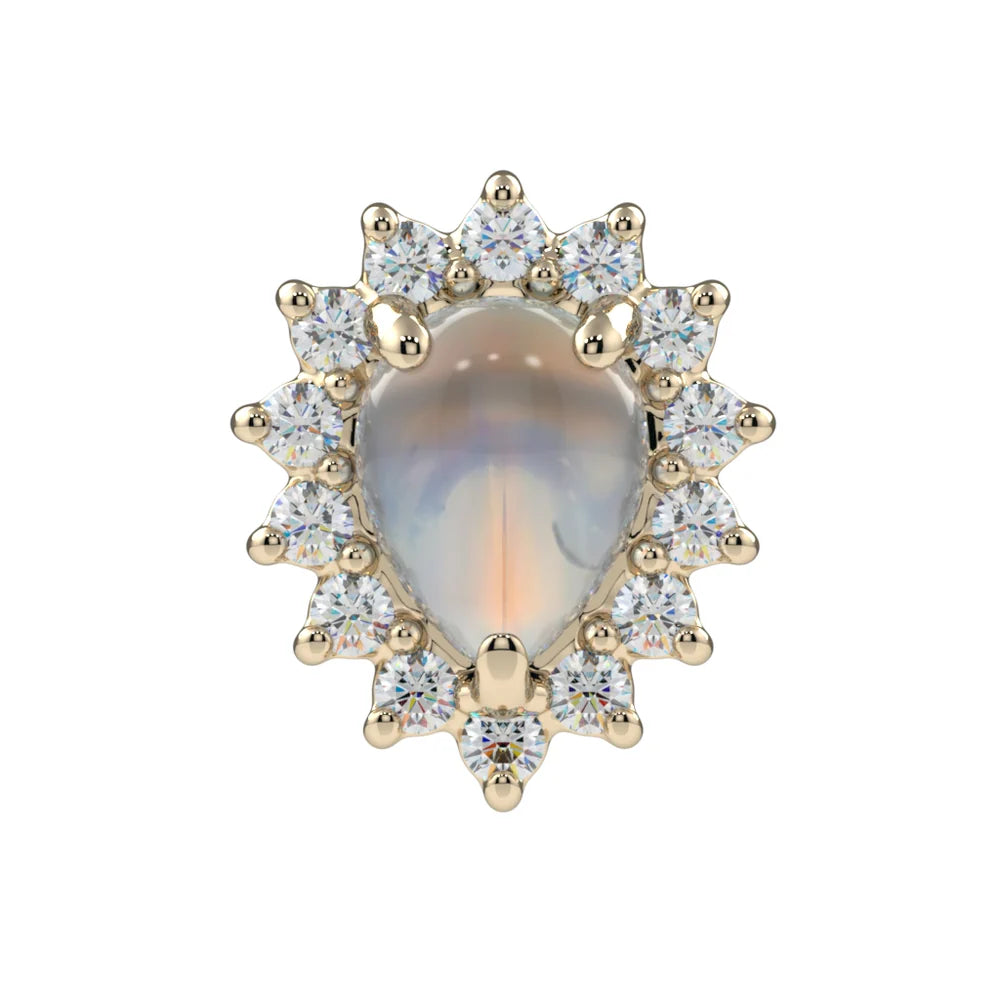 KIWI DIAMOND - PEAR SANA - 14KT SOLID GOLD - THREADED END