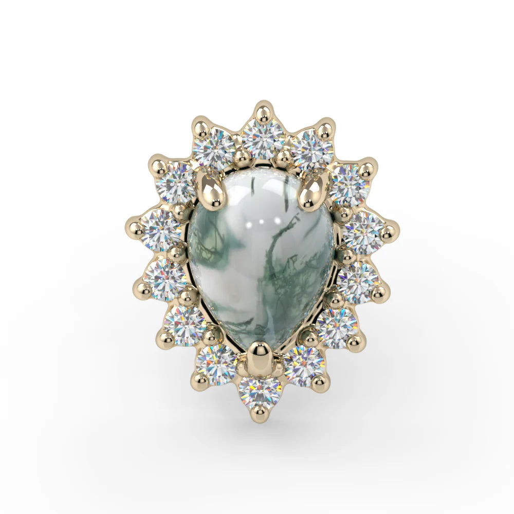 KIWI DIAMOND - PEAR SANA - 14KT SOLID GOLD - THREADED END