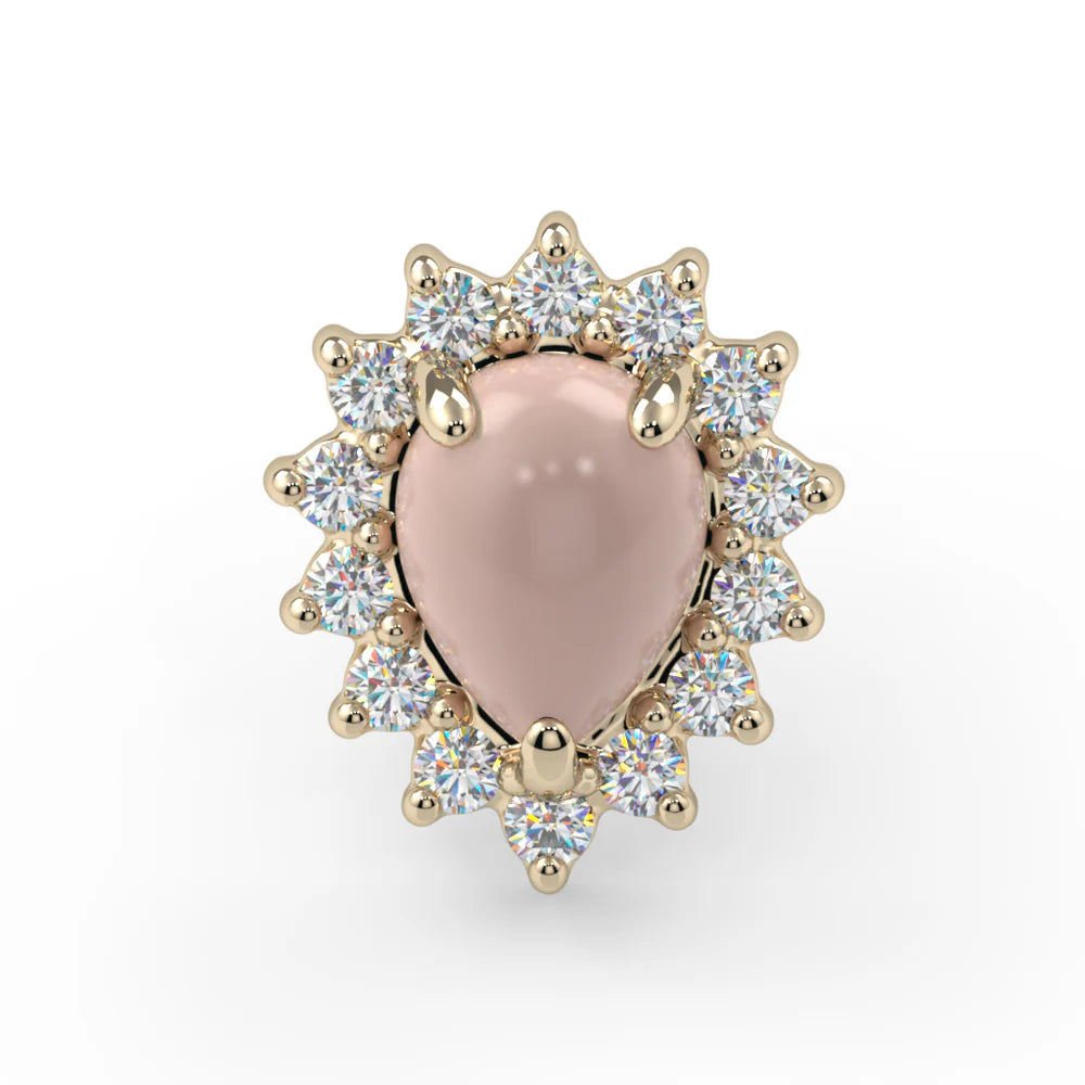 KIWI DIAMOND - PEAR SANA - 14KT SOLID GOLD - THREADED END