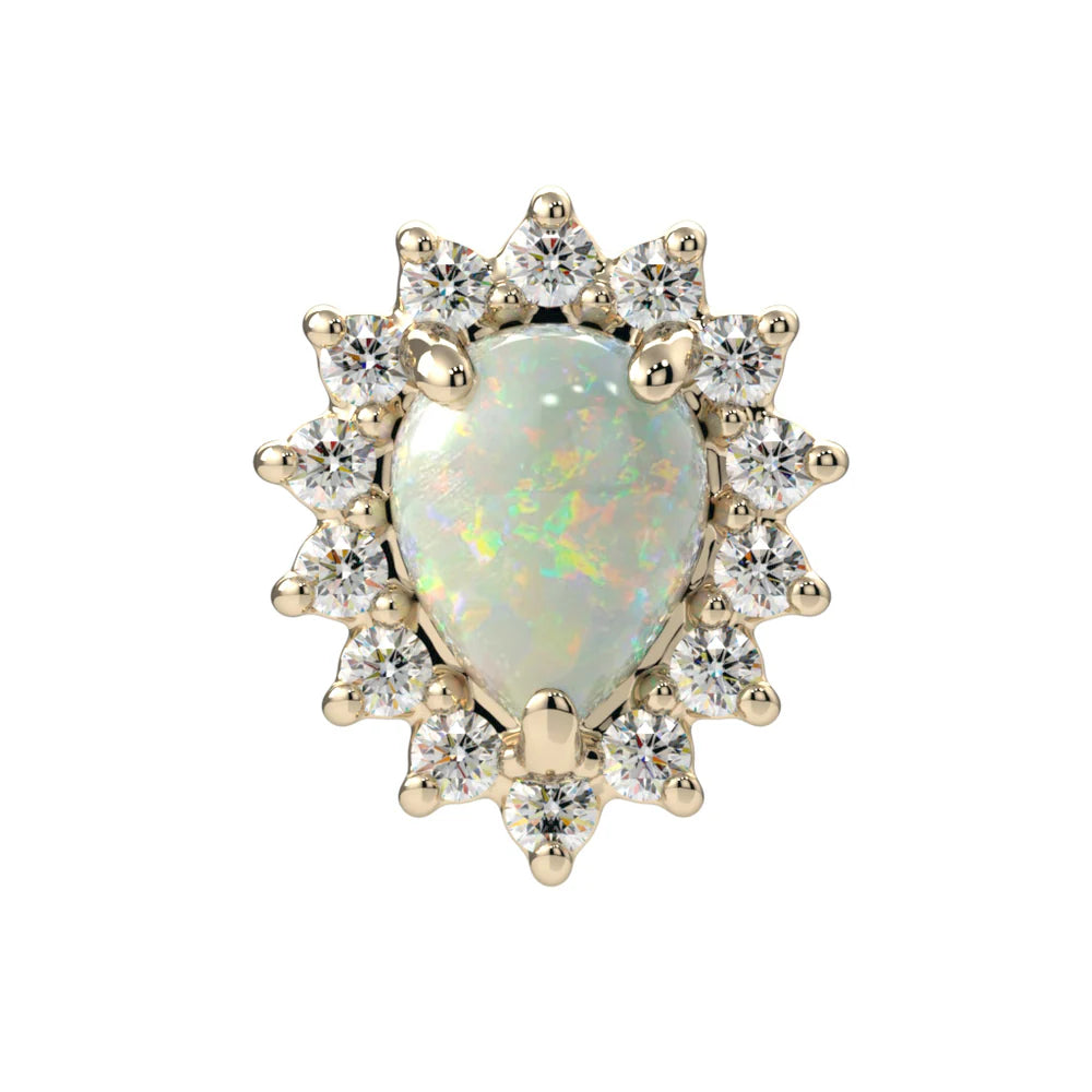 KIWI DIAMOND - PEAR SANA - 14KT SOLID GOLD - THREADED END