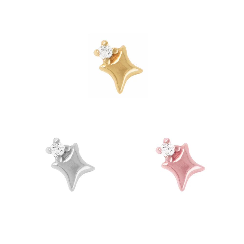BUDDHA JEWELRY - STAR STUFF - DIAMOND - 14KT SOLID GOLD - THREADLESS END