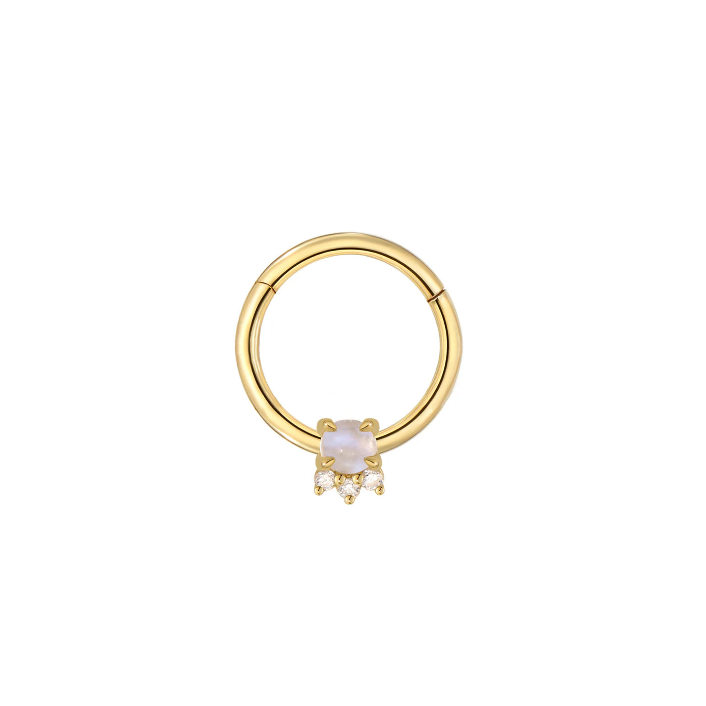 MODERN MOOD - LEIA CLICKER - MOONSTONE & DIAMOND - 14KT SOLID GOLD - CLICKER