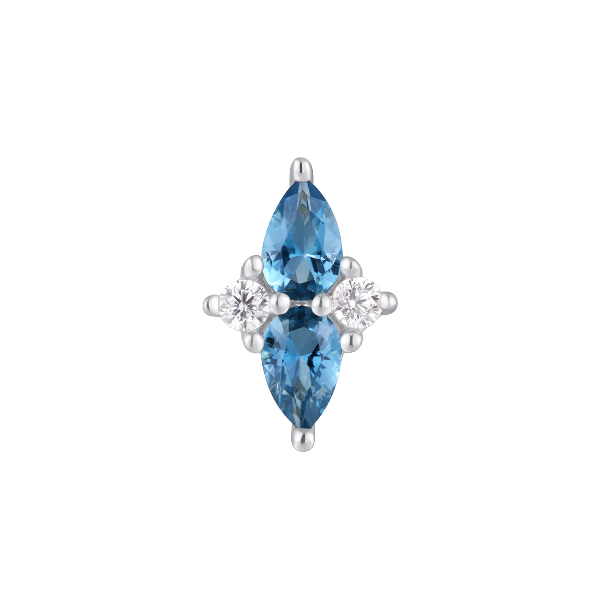 BUDDHA JEWELRY - ETHEREAL - LONDON BLUE TOPAZ + CZ - 14KT SOLID GOLD - THREADLESS END