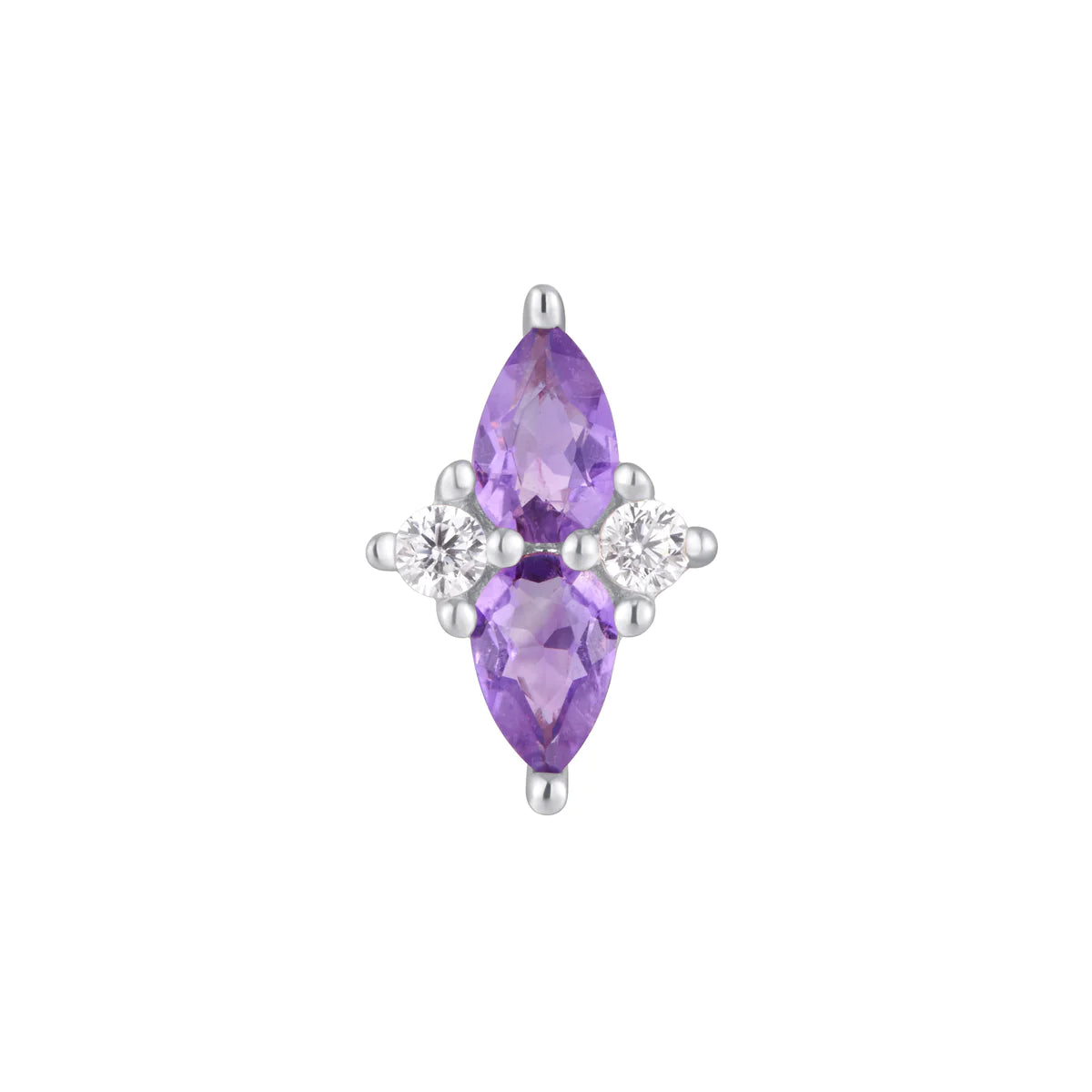 BUDDHA JEWELRY - ETHEREAL - AMETHYST + CZ - 14KT SOLID GOLD - THREADLESS END