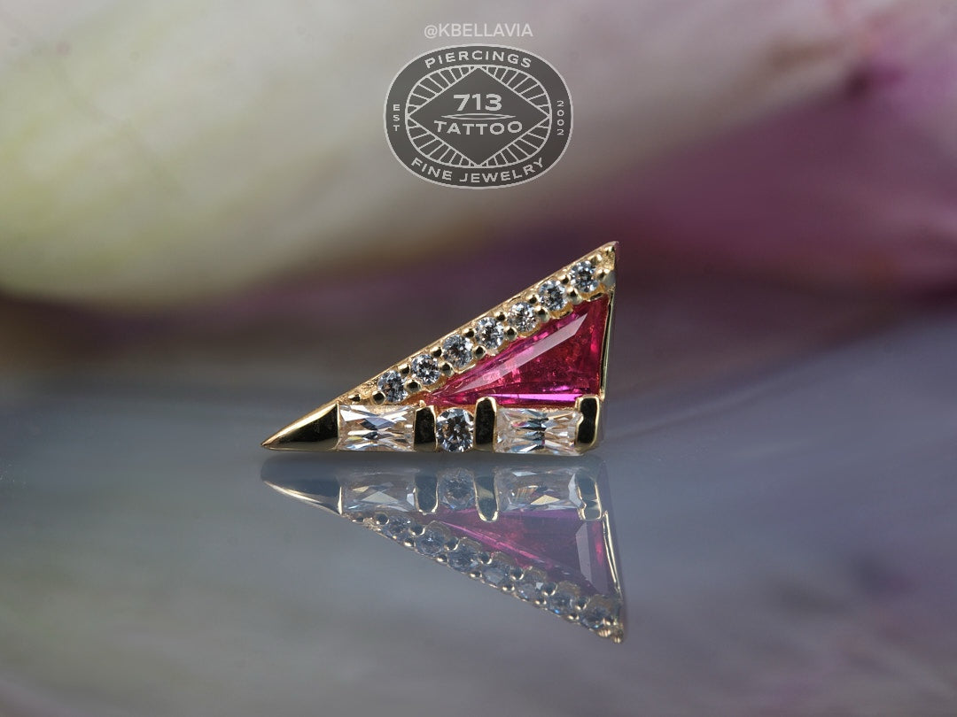 BUDDHA JEWELRY - TRANSMISSION - PINK TOURMALINE - 14KT SOLID GOLD - THREADLESS END