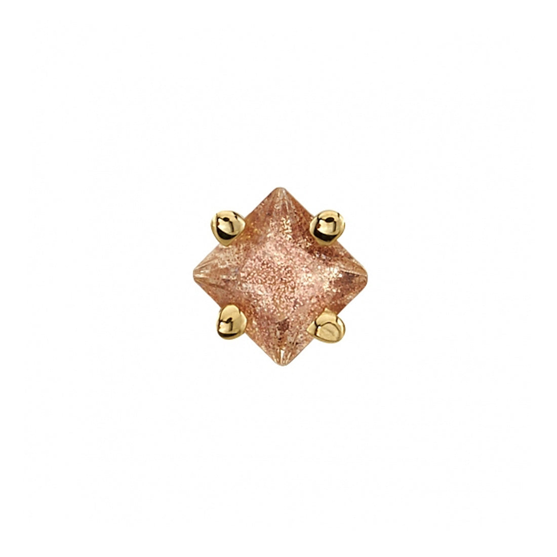 BVLA - PRINCESS 4 PRONG - 2MM GEM SET ON AXIS - 14KT SOLID GOLD - THREADLESS END